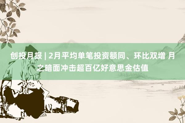 创投月报 | 2月平均单笔投资额同、环比双增 月之暗面冲击超百亿好意思金估值