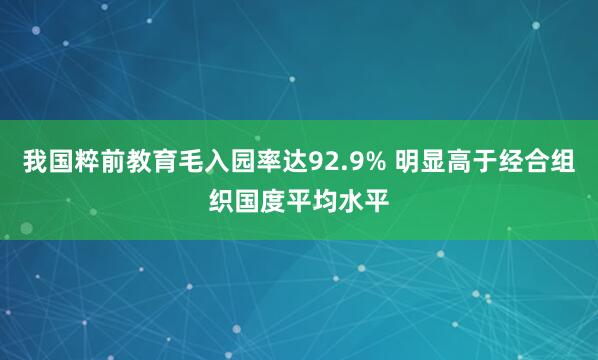 我国粹前教育毛入园率达92.9% 明显高于经合组织国度平均水平