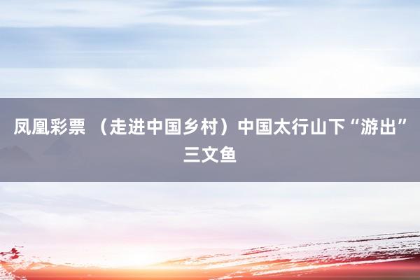 凤凰彩票 （走进中国乡村）中国太行山下“游出”三文鱼