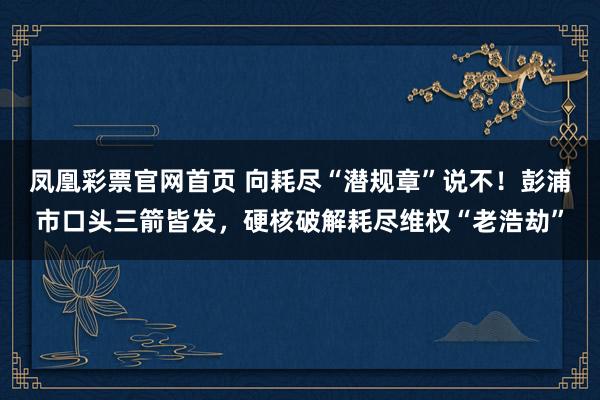 凤凰彩票官网首页 向耗尽“潜规章”说不！彭浦市口头三箭皆发，硬核破解耗尽维权“老浩劫”