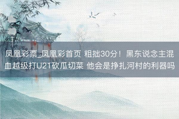凤凰彩票_凤凰彩首页 粗拙30分！黑东说念主混血越级打U21砍瓜切菜 他会是挣扎河村的利器吗