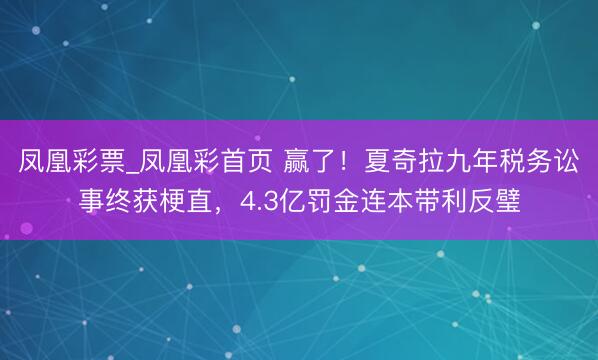 凤凰彩票_凤凰彩首页 赢了！夏奇拉九年税务讼事终获梗直，4.3亿罚金连本带利反璧