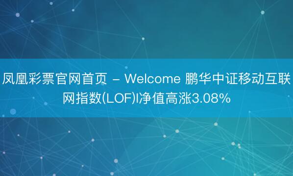 凤凰彩票官网首页 - Welcome 鹏华中证移动互联网指数(LOF)I净值高涨3.08%